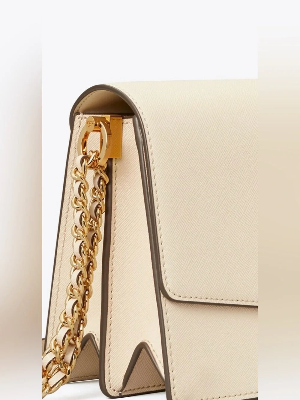 Tory Burch Robinson Convertible Leather Shoulder Bag in New Cream Color
